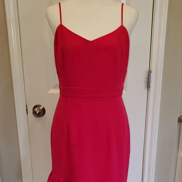 Chelsea 28 Hot Pink Spaghetti Strap Cocktail Party Dress, size 6 petite - Picture 2 of 12